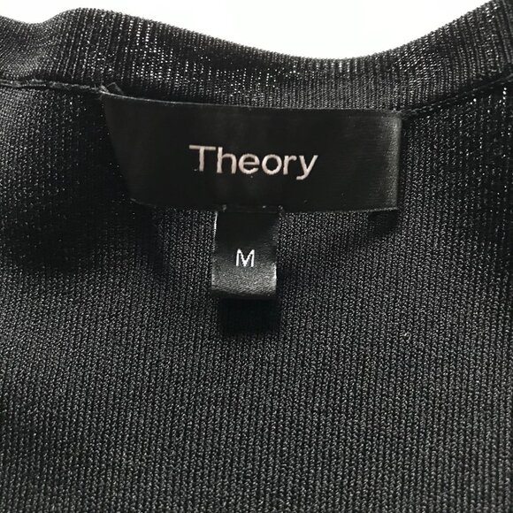 Theory Britona Lustrate Oversized Sweater Womens Medium Black V-Neck Long Sleeve - Picture 3 of 11